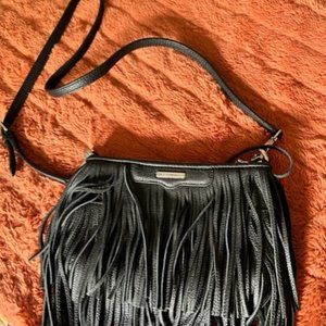 Rebecca Minkoff Fringed Black Leather Bag